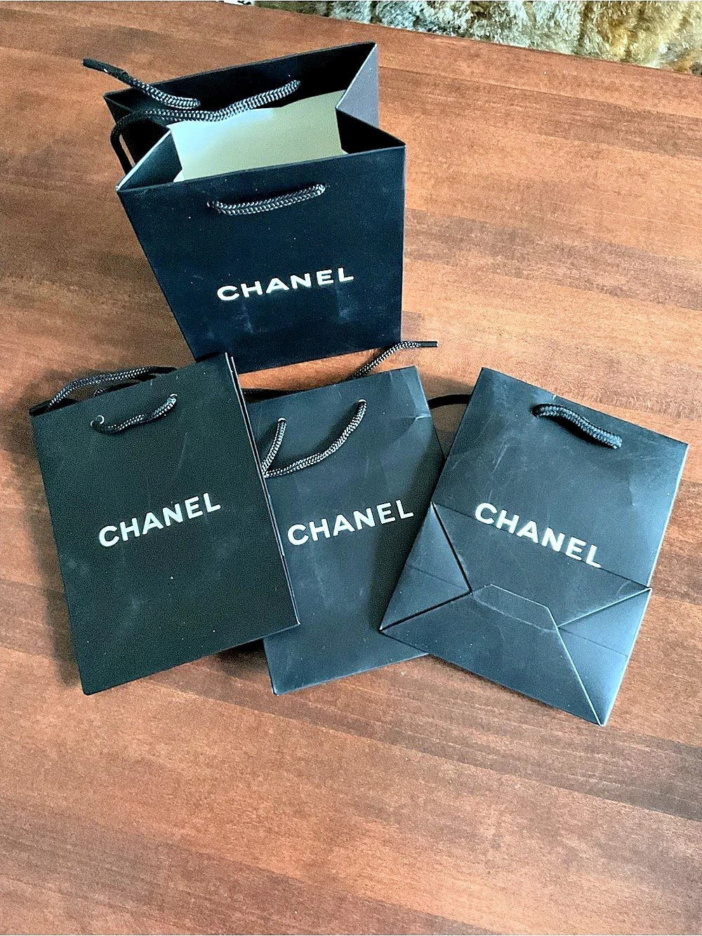 Chanel Mini Paper Shopping Bags Lot Black